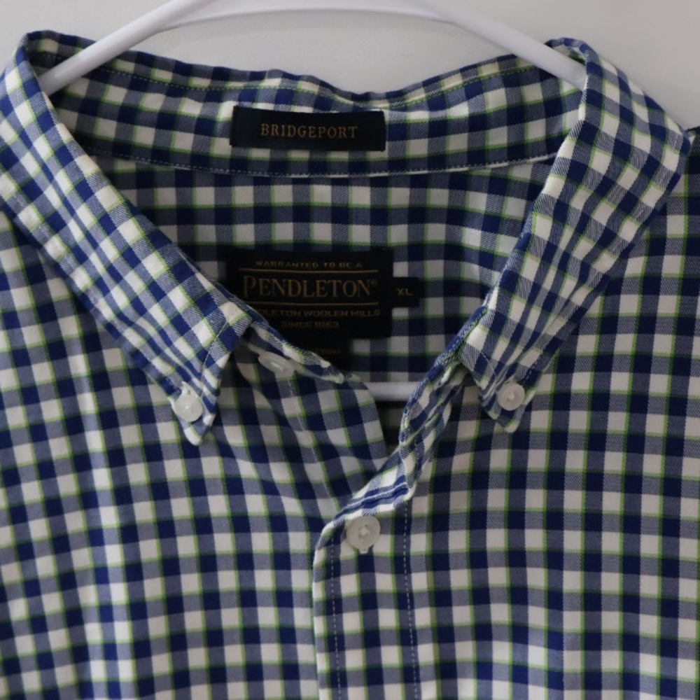 Pendleton Bridgeport Button Down Shirt Blue Green… - image 4